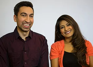 Smiling man and woman who recieved dental veneers in Seattle, WA