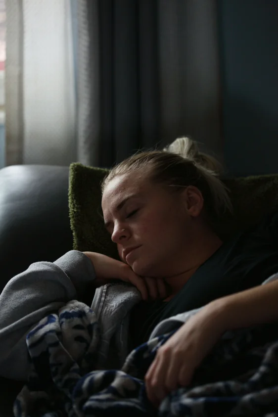 Sleeping person with clenched teeth suffers from bruxism